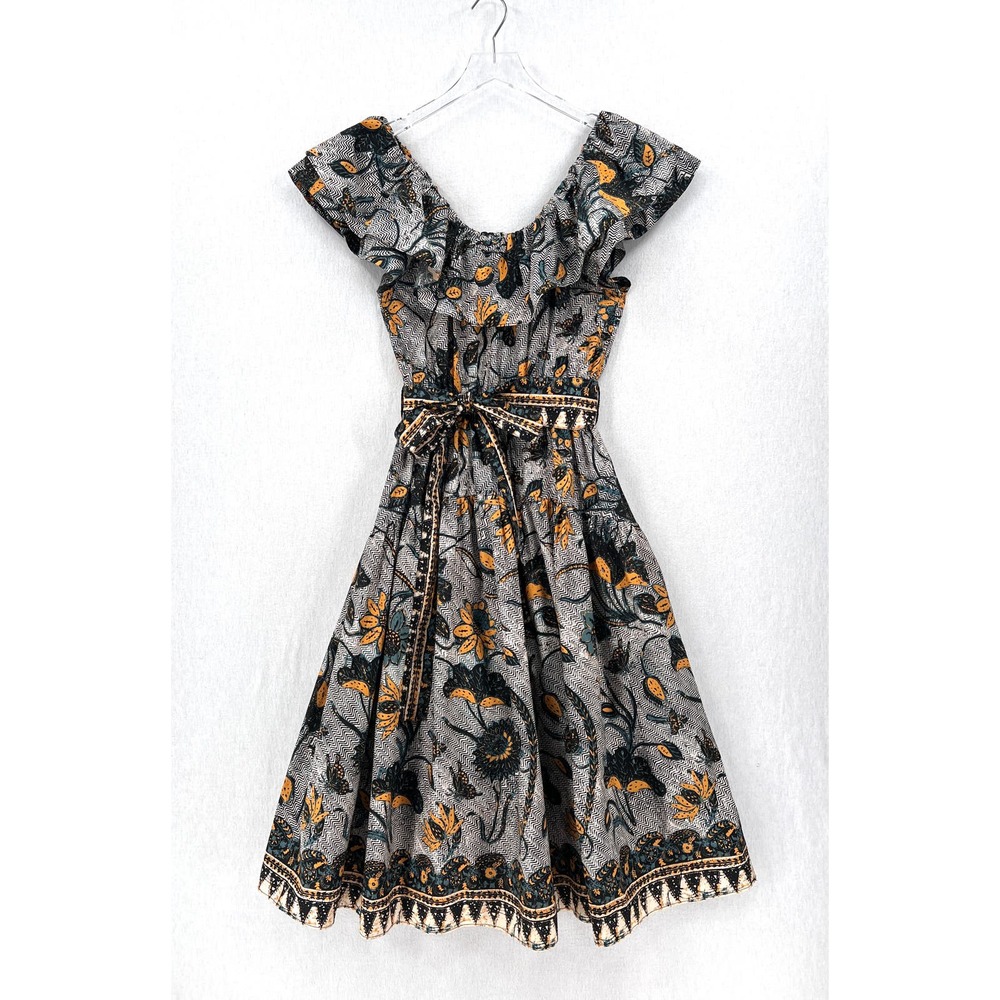 ULLA JOHNSON Amira Midi Dress Womens 6 White Green Portofino Printed Cotton - Picture 5 of 16